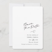 シンプルな黒と白の結婚式事前告知カード セーブザデート (正面)