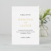シンプルな黒と白の結婚式箔押しSave the Date 箔招待状 (立ち正面)