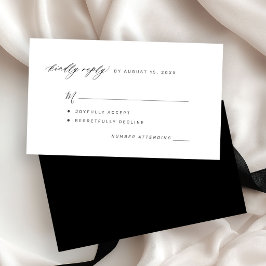シンプルな黒と白の結婚式返信ハガキ エンクロージャーカード