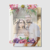 シンプルな黒と白の結婚式 オーバーレイベラム 招待状 (オフセット (カップル))