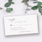 シンプルな黒と白の結婚式RSVP エンクロージャーカード