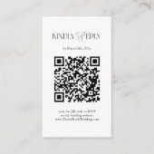 シンプルな黒と白の結婚式RSVP QRコード エンクロージャーカード (正面)