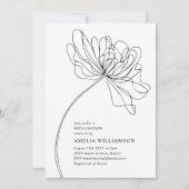 シンプルな黒と白の花の絵 結婚前のお祝い 招待状 (正面)