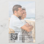 シンプルな黒と白の2枚の写真QRコード付き結婚式招待状 (裏面)