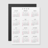 シンプルな黒と白の2026年新年マグネットカレンダー (正面/裏面)