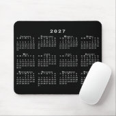 シンプルな黒と白の2027年カレンダー マウスパッド (マウス)