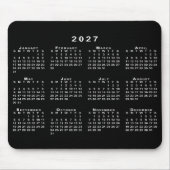 シンプルな黒と白の2027年カレンダー マウスパッド (正面)