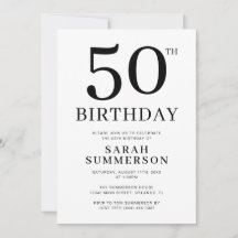 シンプルな黒と白の50歳の誕生日パーティー