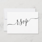 シンプルな黒と白のQRコード ウェディングRSVP 出欠カード (正面)