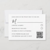シンプルな黒と白のQRコード ウェディングRSVP 出欠カード (裏面)
