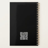 シンプルな黒と金のロゴとQRコードモノグラム プランナー手帳 (裏面)