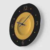 シンプルな黒と黄色の金ゴールド>壁時計 ラージ壁時計 (傾斜)
