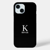 シンプルな黒のイニシャル モノグラム ネーム カスタマイズ Case-Mate iPhoneケース (裏面)