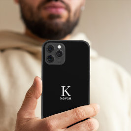 シンプルな黒のイニシャル モノグラム ネーム カスタマイズ iPhone 15ケース