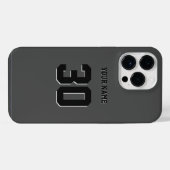 シンプルな黒のカスタムナンバーと名前 iPhoneケース (裏面横)