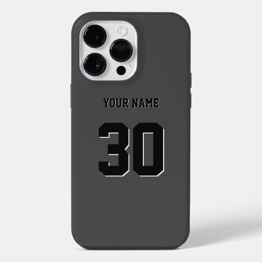 シンプルな黒のカスタムナンバーと名前 iPhoneケース (裏面)