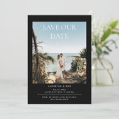 シンプルな黒のカップル写真 ウェディング  Save The Date セーブザデート (スタンド正面)
