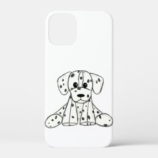 シンプルな黒のダルメシアンぬいぐるみイラストの線画 Case-Mate iPhoneケース (裏面)