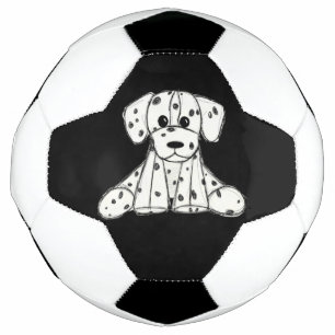 シンプルな黒のダルメシアンぬいぐるみイラスト サッカーボール