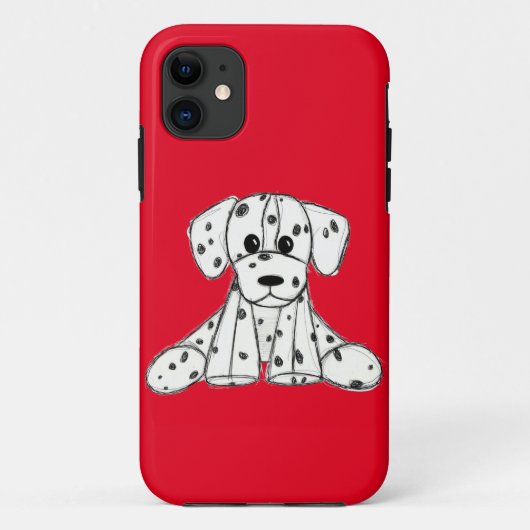 シンプルな黒のダルメシアンぬいぐるみイラスト Case-Mate iPhoneケース (裏面)