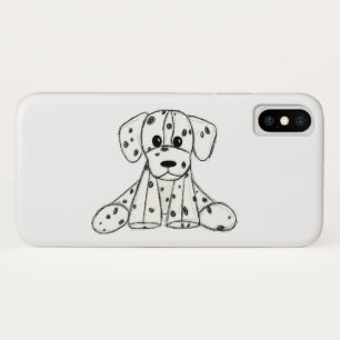 シンプルな黒のダルメシアンぬいぐるみイラスト iPhone X ケース