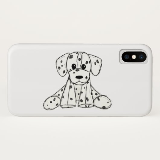 シンプルな黒のダルメシアンぬいぐるみイラスト Case-Mate iPhoneケース (裏面(横))