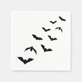 シンプルな黒のハロウィン コウモリのシルエットデザイン スタンダードカクテルナプキン