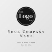 シンプルな黒のビジネスロゴ 開店時間 ウィンドウサイン (シート)