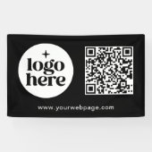 シンプルな黒のビジネス ロゴ QR コード 横断幕 (横)