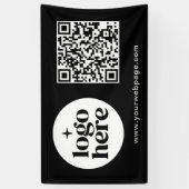 シンプルな黒のビジネス ロゴ QR コード 横断幕 (縦)
