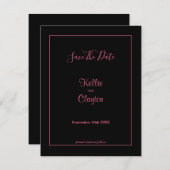 シンプルな黒のフレーム付き Save The Date (正面/裏面)