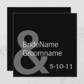 シンプルな黒の保存日付の招待 セーブザデート (正面/裏面)