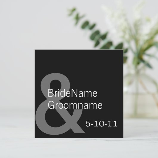 シンプルな黒の保存日付の招待 セーブザデート (スタンド正面)