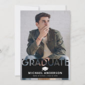 シンプルな黒の写真 卒業発表 案内状 (正面)