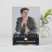 シンプルな黒の写真 卒業発表 案内状 (スタンド正面)