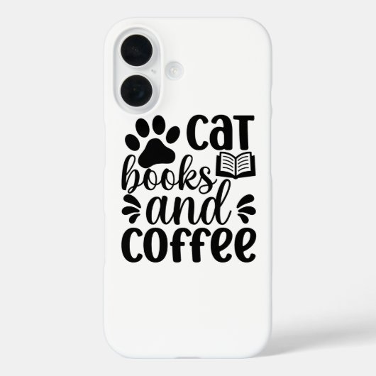シンプルな黒の「猫本とコーヒー」愛好家ギフト Case-Mate iPhoneケース (裏面)