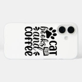 シンプルな黒の「猫本とコーヒー」愛好家ギフト Case-Mate iPhoneケース (裏面 (横))