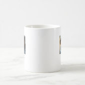シンプルな黒の「Dad Established」写真 コーヒーマグカップ (中央)