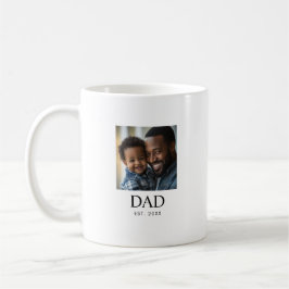 シンプルな黒の「Dad Established」写真 コーヒーマグカップ