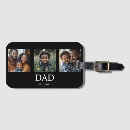 シンプルな黒のDad+Established+3写真 ラゲッジタグ (正面横)