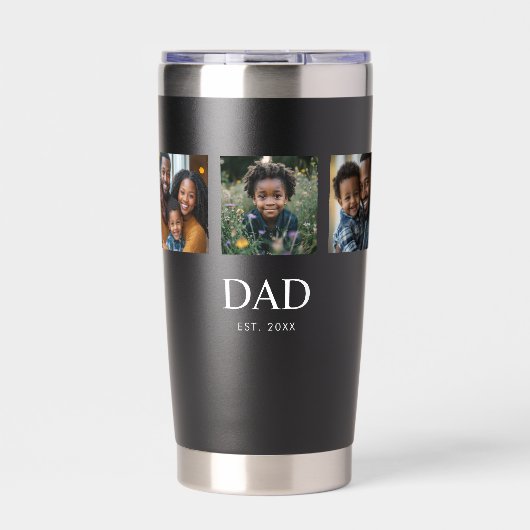 シンプルな黒のDad Established 3枚の写真 保温保冷タンブラー (正面)