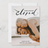 シンプルな黒は個人的な結婚式の発表駆け落ちしました 招待状 (正面)