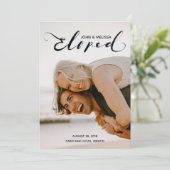 シンプルな黒は個人的な結婚式の発表駆け落ちしました 招待状 (スタンド正面)