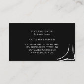 シンプルな黒フットケア ポディアトリー プラクティショナー 医師 名刺 (裏面)