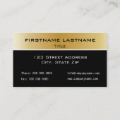 シンプルな黒及び金ゴールドの名刺 名刺 (裏面)