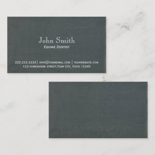 シンプルな黒板のウマ科のな歯科医の名刺 名刺 (正面/裏面)