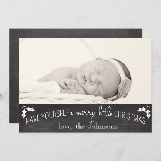 シンプルな黒板のクリスマスカード シーズンカード (正面/裏面)