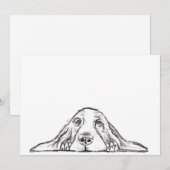 シンプルな黒白のバセットハウンドの仔犬の目 案内状 (正面/裏面)
