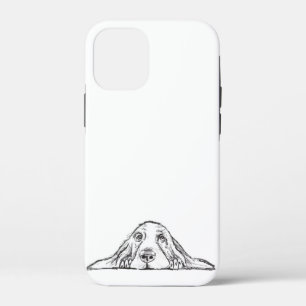 シンプルな黒白のバセットハウンドの仔犬の目 iPhone 12 MINI ケース