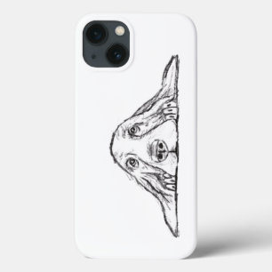 シンプルな黒白のバセットハウンドの仔犬の目 iPhone 13ケース
